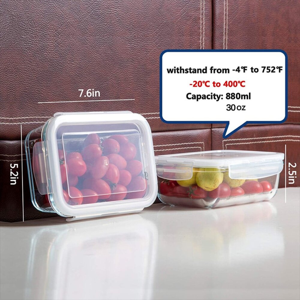 Bayco Set of 6 Meal Prep Glass Containers NEW - Picture 2 of 10